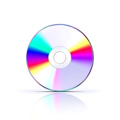A simple icon of an isolated CD, white background, colorful reflections on the surface, no shadows,