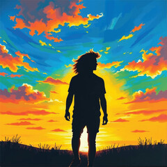 silhouette of a man in sunset