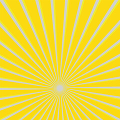 Ray sun. Yellow sun rays. Sunburst background. Burst radial line. Star beam. Retro pattern. Starburst light. Orange shiny lines. Sunray stripe. Banner comic style. Sparkle stripes. 