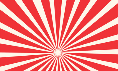 Fototapeta premium Red white color burst background. Rays background in retro style.