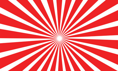 Red white color burst background. Rays background in retro style.