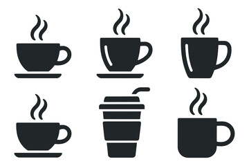 Coffee Cup Icons Vector Set Of Hot Drinks And Beverages Featuring Tea And Coffee Pictograms On White Background