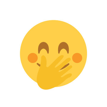 Face with Hand Over Mouth smiling laughing vector emoji illustration