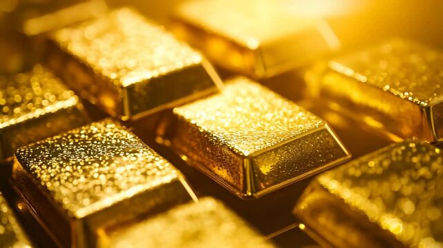4k Abstract glowing gold bar video gold stack video gold bars video gold pieces video gold pieces row video gold bars pile video gold's bar video gold bar pile UHD video footage