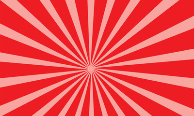 red and white sunburst abstract background. Funky ray elements with Classic vintage rays design., boom, comic. Cartoon pop art template summer banner background.