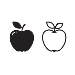 Apple Icon Set: This versatile set of apple icons features a bold silhouette and an outline, offering clean and contemporary visuals for various projects.