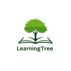 Tree and Book Logo: A green tree symbolizing knowledge and growth sprouting from an open book, symbolizing learning and education, with the text "Learning Tree" below.