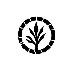 Elegant Botanical Symbol: A sleek, minimalist emblem, where a stylized tree silhouette is elegantly enclosed within a segmented circle, forming a striking representation of nature's enduring spirit.