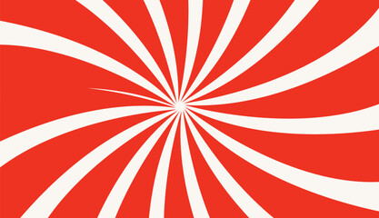 Red white color burst background. Rays background in retro style.