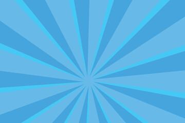 Blue sun ray vector background set. Sky blue radial beam sunrise or sunset light retro design illustration.