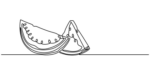 watermelon drawing by one continuous line, on abstract background vector, One continuous line drawing of watermelon. Single line art watermelon. Vector illustration, Modern minimalist art of sliced.