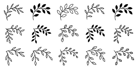 Hand Drawn Curved Leafy Branches Collection © Pixel Stock