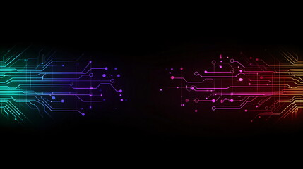 Obraz premium Electrical circuit board with digital lines. Technology connection, digital data transfer and electrical energy circuit. Design for banner, header, wallpaper backdrop