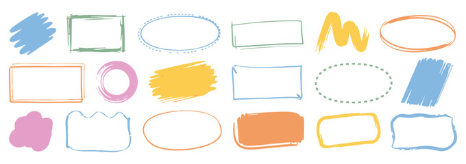 Hand Drawn Colorful Shapes and Frames Collection