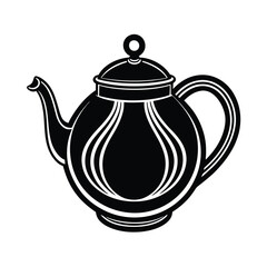 black vector icon round teapot vector art silhouette