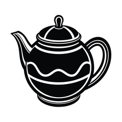 black vector icon round teapot vector art silhouette