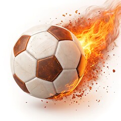 Fototapeta premium A dynamic soccer ball with fiery special effects, perfect for sports promotions, energetic campaigns, or action - packed sports - related visuals.
