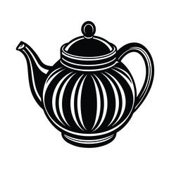 black vector icon round teapot vector art silhouette