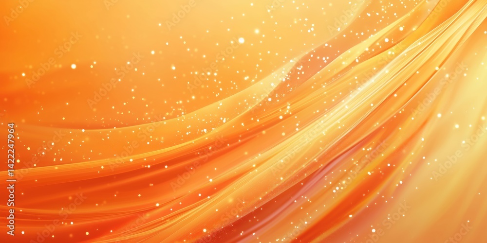 Poster abstract orange wave background with sparkling particles and smooth gradients