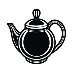 black vector icon round teapot vector art silhouette