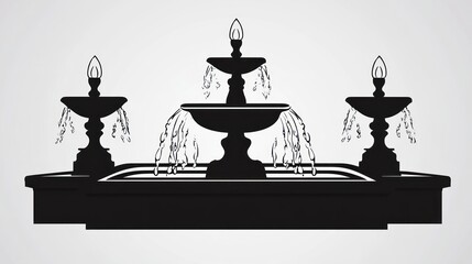 Fototapeta premium City Fountain Silhouette