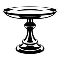 Elegant Black and White Cake Stand Illustration with Ornate Pedestal Base