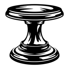 Monochrome rendering of a stylized pedestal or stand with intricate design