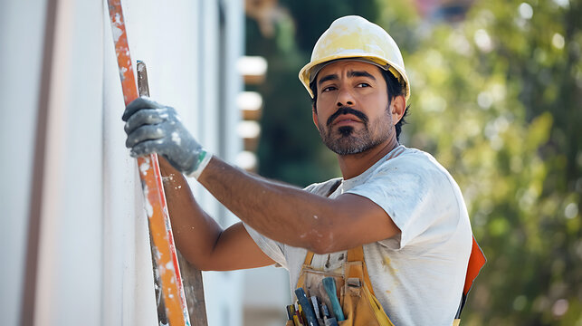 Construction Worker on a Ladder