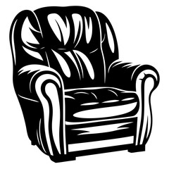 Black and white vector illustration of an oversized club chair design