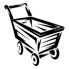 Stylized shopping cart illustration using bold black lines and sharp corners © JASHIM