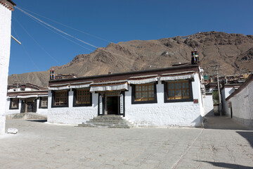 China Tibet Sakya Monastery on a Cloudy Summer Day