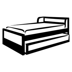 Illustration of a bed with trundle bed for minimalist home design