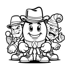 Fototapeta premium Cartoon Gangster Characters in Hats