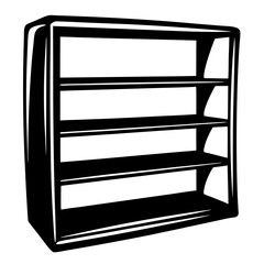 Obraz premium Stylized monochrome illustration of a four shelf bookcase ready to be filled