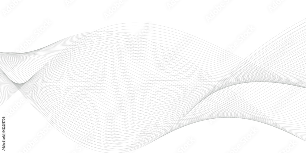Poster vector wavy grey lines flowing smooth curve black gradient color on transparent background in concep