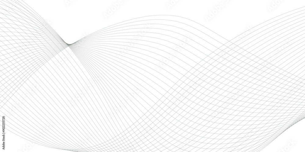 Wall mural wavy business curve lines on transparent background. abstract ocean wave line background. wave swirl