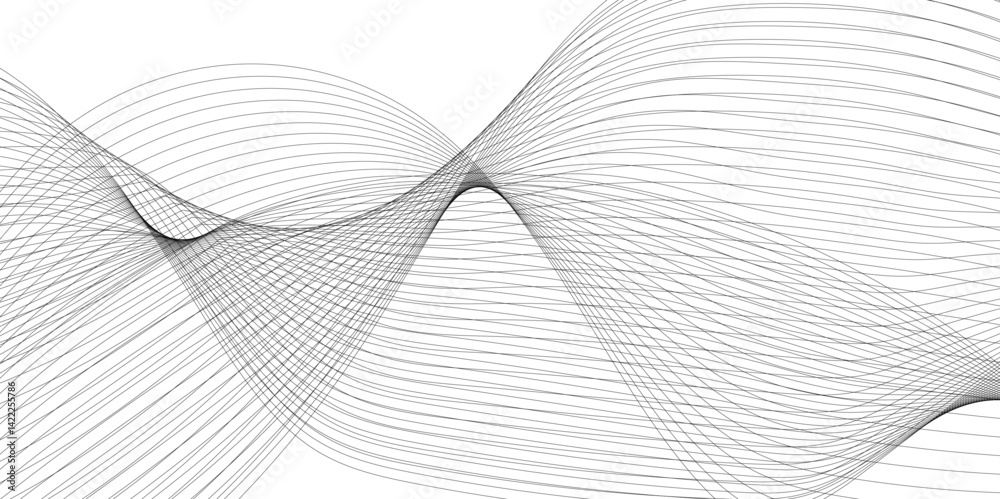 Poster wavy business curve lines on transparent background. abstract ocean wave line background. wave swirl