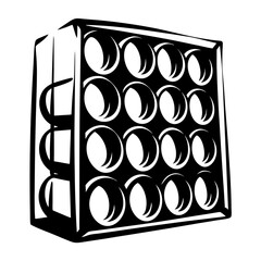 Retro Black and White Keg or Barrel Rack with Stylized Design