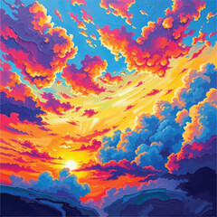 abstract watercolor background with clouds