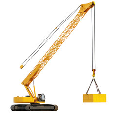 Crane Lifting Load In Construction Zone Png Style On on a transparent background