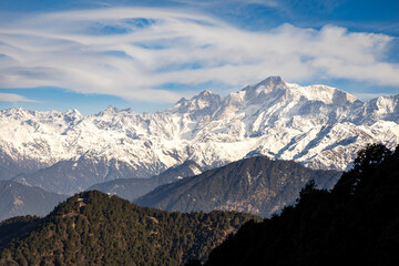 pristine view of kedarnath mountain peak with vibrant blue sky