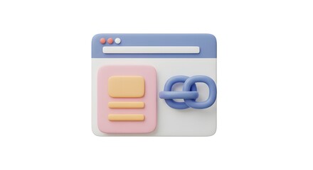 Web Browser Window with Document and Hyperlink Icon