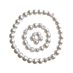 Elegant Pearl Necklace Coiled In Spiral Isolated on a transparent background