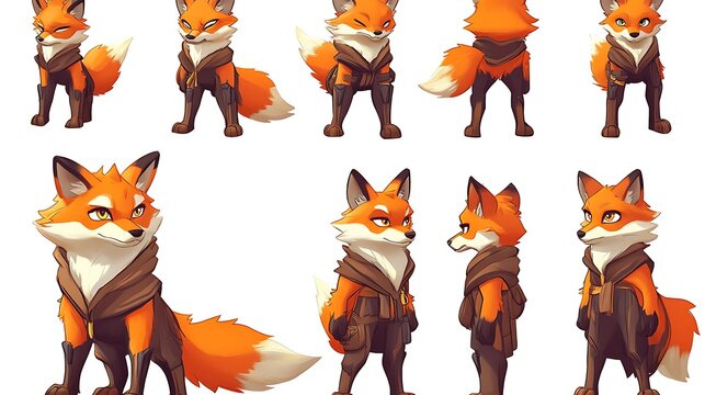 Fox character design sheet.