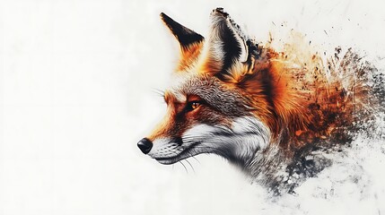 Red Fox Profile with Abstract Art.