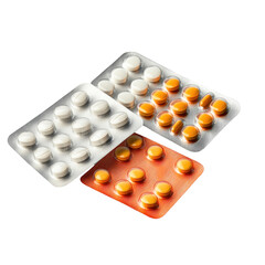 Flat Rectangular Blister Pack Mockup For Tablets Iso on a transparent background