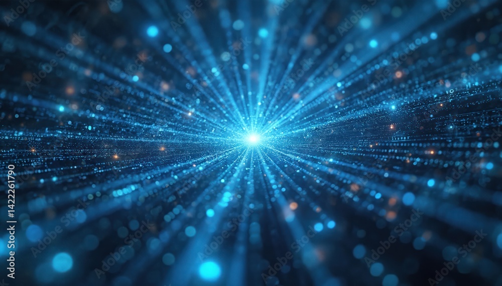 Poster futuristic abstract digital illustration showcasing ai algorithm in motion. data streams, light part