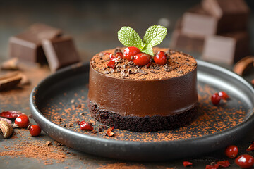Spicy chili chocolate cake with deep cocoa flavor and subtle heat in a vintage dish