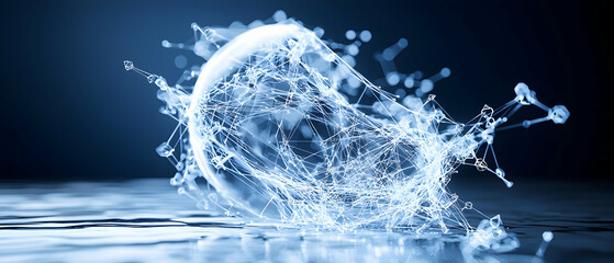 Abstract network design showcasing interconnected data points. Ideal for tech websites or presentations visualizing data flow and digital connectivity. Use for modern aesthetic appeals.