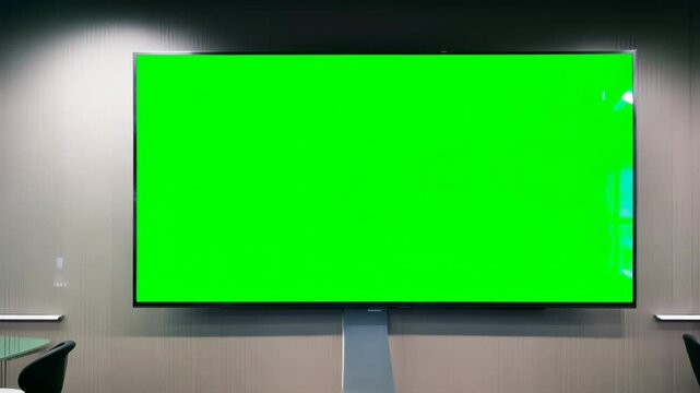 A blank green screen billboard on the wall is an empty sign for vector design